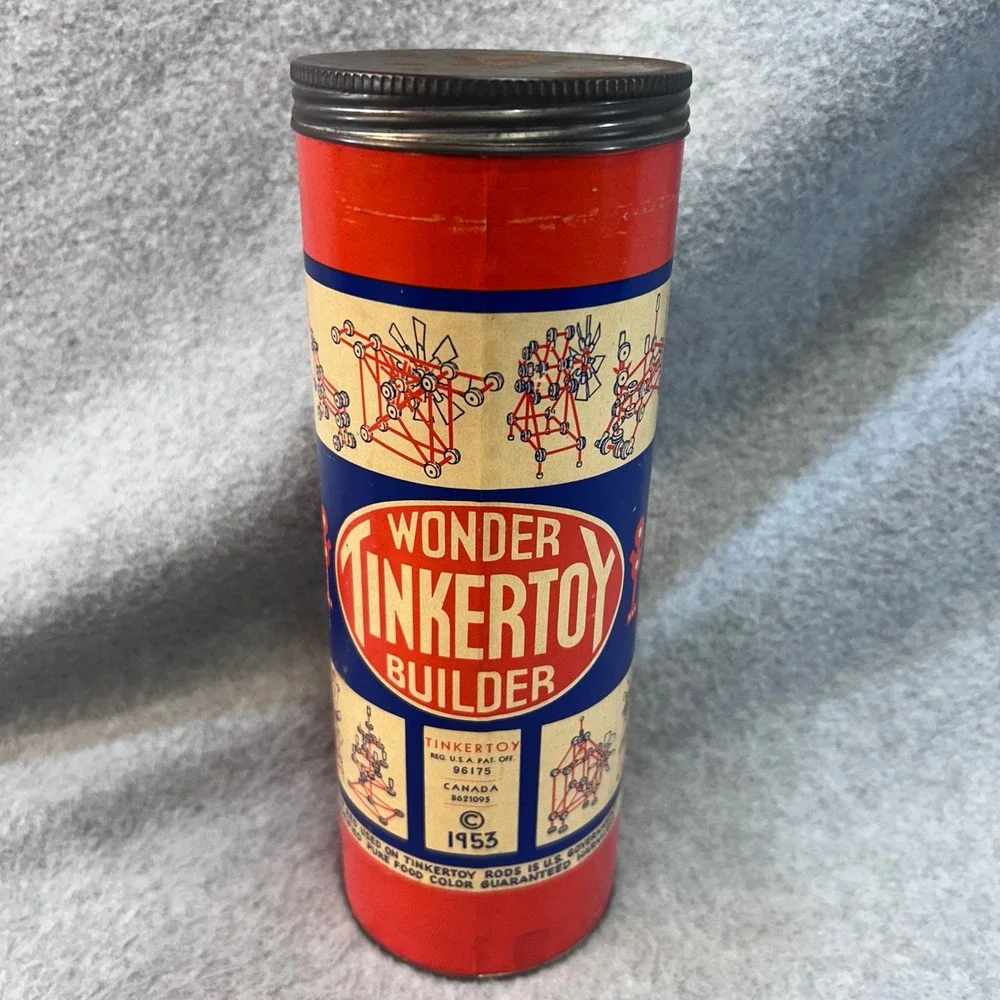 Wonder Tinkertoy Builder Kids Red Tinkertoy Vintage C 1953 Construction Set